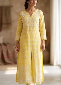 🆕 Vibrant Yellow Chikankari Kurta Set