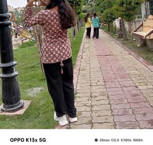 Brown Floral Print Kurta Top