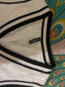 White Striped Knit Vest