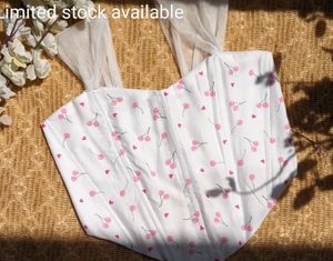 Cute Cherry Print Corset Top