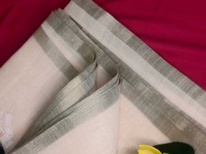 Elegant Beige Saree with White Embroidery