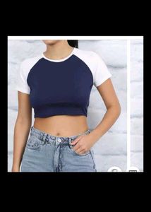 XS size Shein Navy Blue & White Cropped Top