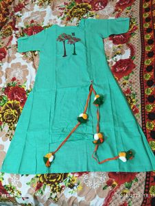 Green Kurta with Tree Print