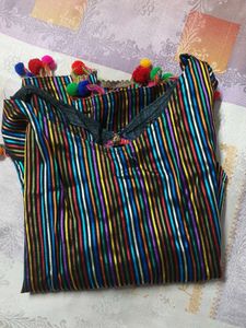 Boho Striped Blouse with Tassels