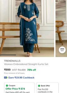 Elegant Teal Embroidered Kurta Set