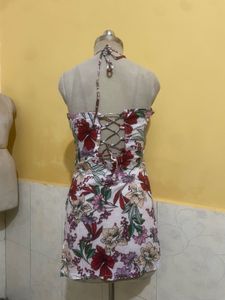 Floral Halter Neck Mini Dress
