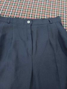 Classic Navy Wide-Leg Trousers