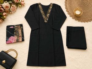 Embroidered Black Kurta Set