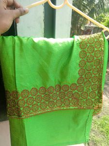 Vibrant Green Embroidered Saree