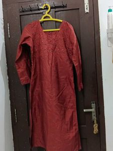 Elegant Red Embroidered Kurta