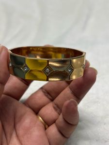 Gold Tone Bangle with Crystals