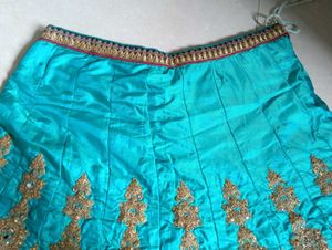 Stunning Teal &amp; Orange Embroidered Lehenga Choli