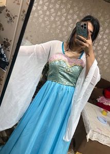 Elegant Blue Gown with White Cape❤️🦋🎀