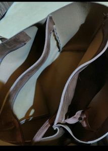 Frisbee Brown Pu Leather Handbag
