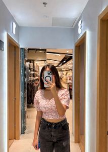 Floral Puff Sleeve Crop Top