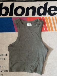 h&m Olive Green Ribbed Tank Top