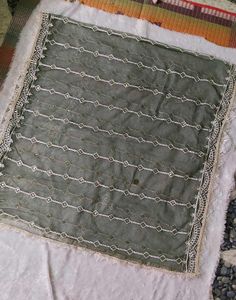 Embroidered Net Dark green dupatta