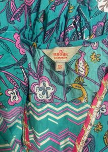 Green Block Print Kurta with Sharara Pants