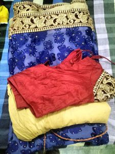 Stunning Royal Blue Floral Saree
