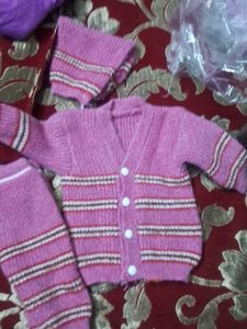 Cute Pink Baby Sweater Set
