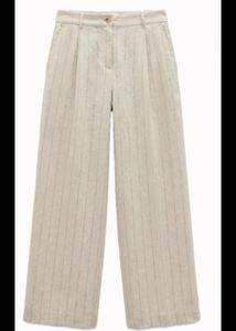 High-Waisted PINSTRIPE Striped Linen trouser