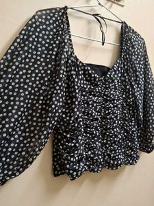 Chic Black Polka Dot crop top