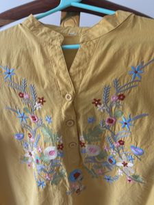 Yellow Embroidered Kurta