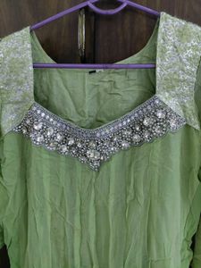 Green Embellished Kurta