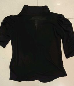 Black Ruched Sleeves Blazer