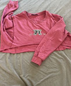 Pink Cropped Long Sleeve sweat