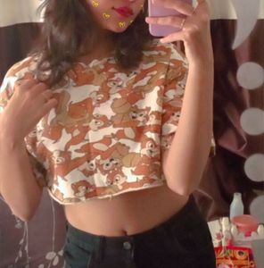 Cute Cartoon Print Crop Top