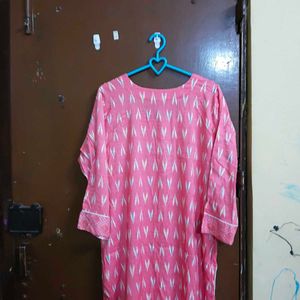 Pink Printed Kurta Set with Pants
