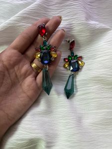 Statement Gemstone Dangle Earrings