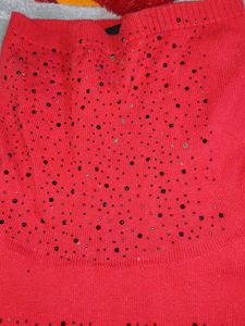 Red Turtleneck Knit Sweater