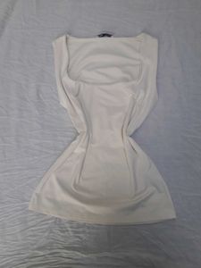 Zara Cream Square Neck fitted Top