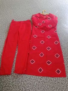 anouk Red Cotton Kurta Set .XS