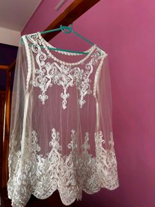 Sheer Embroidered Net Blouse