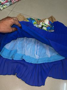 Girls' Butterfly Sleeveless Top &amp; Royal Blue Skirt