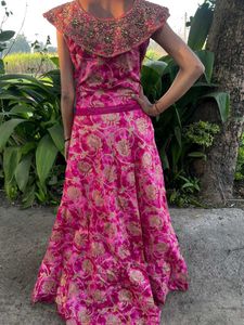Stunning Pink &amp; Gold Embellished Dress