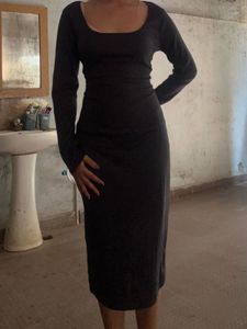 Elegant Long Sleeve Midi Dress