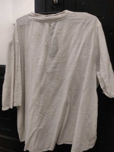 White Cotton Kurta with Intricate Embroidery