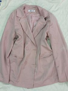 Chic Pink Double-Breasted Blazer
