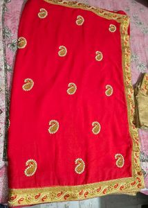 Red Embellished Saree