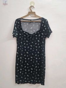 H&M Floral Print Black Mini Dress