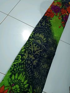 "Green 💚" Printed Saree With Unstitched Blouse