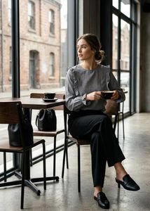 Chic Ruffled black & White Striped Top