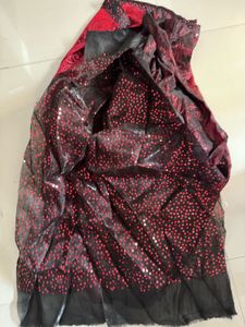 Stunning Red & Black Sequined Saree
