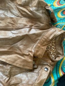 Stylish Snake skin Brown Faux Leather Jacket
