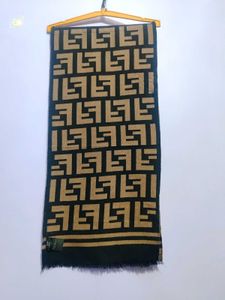 Fendi Authentic Brown and Black Logo Scarf