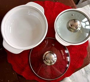 White Ceramic Casserole Dish with Glass L